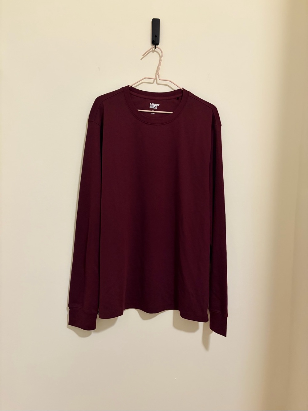 Lands' End Men's Long Sleeve Crew - Deep Burgundy